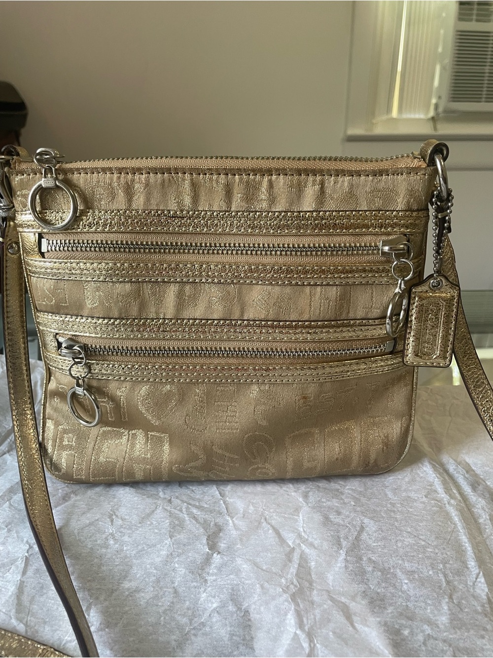 Coach Poppy EUC Bag Gold Metallic Lurex Crossbody Y2K Coach Poppy - Picture 10 of 15
